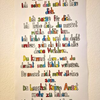 Gute Eltern Botschaften - Textildruck von Res Leuschner